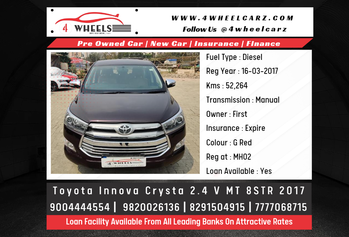 Toyota Innova Crysta 2.4 V MT 8STR - 4 Wheels